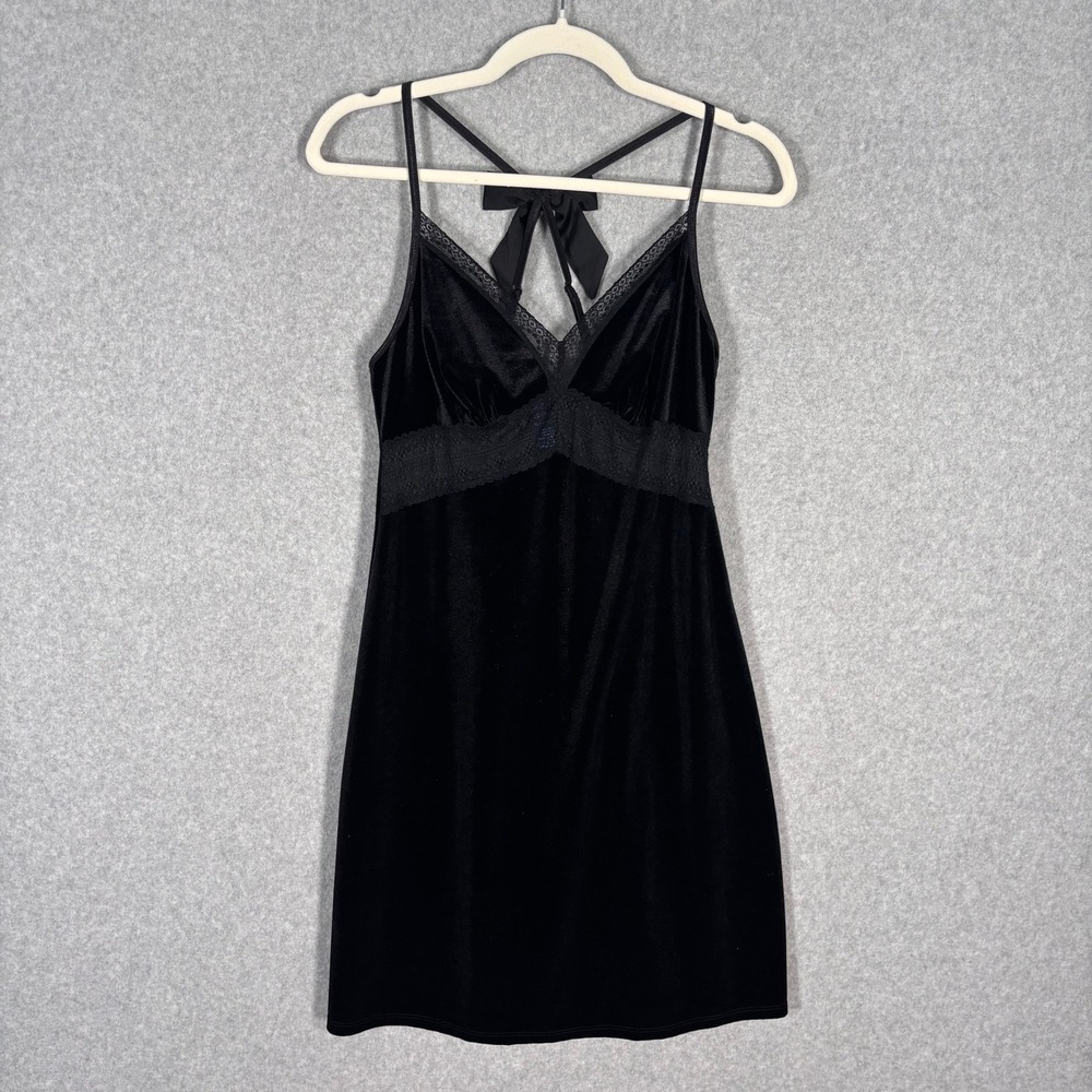 Velvet Lace Babydoll Slip Dress Medium Y2K 90s Fairy Grunge Whimsigoth Romantic‎